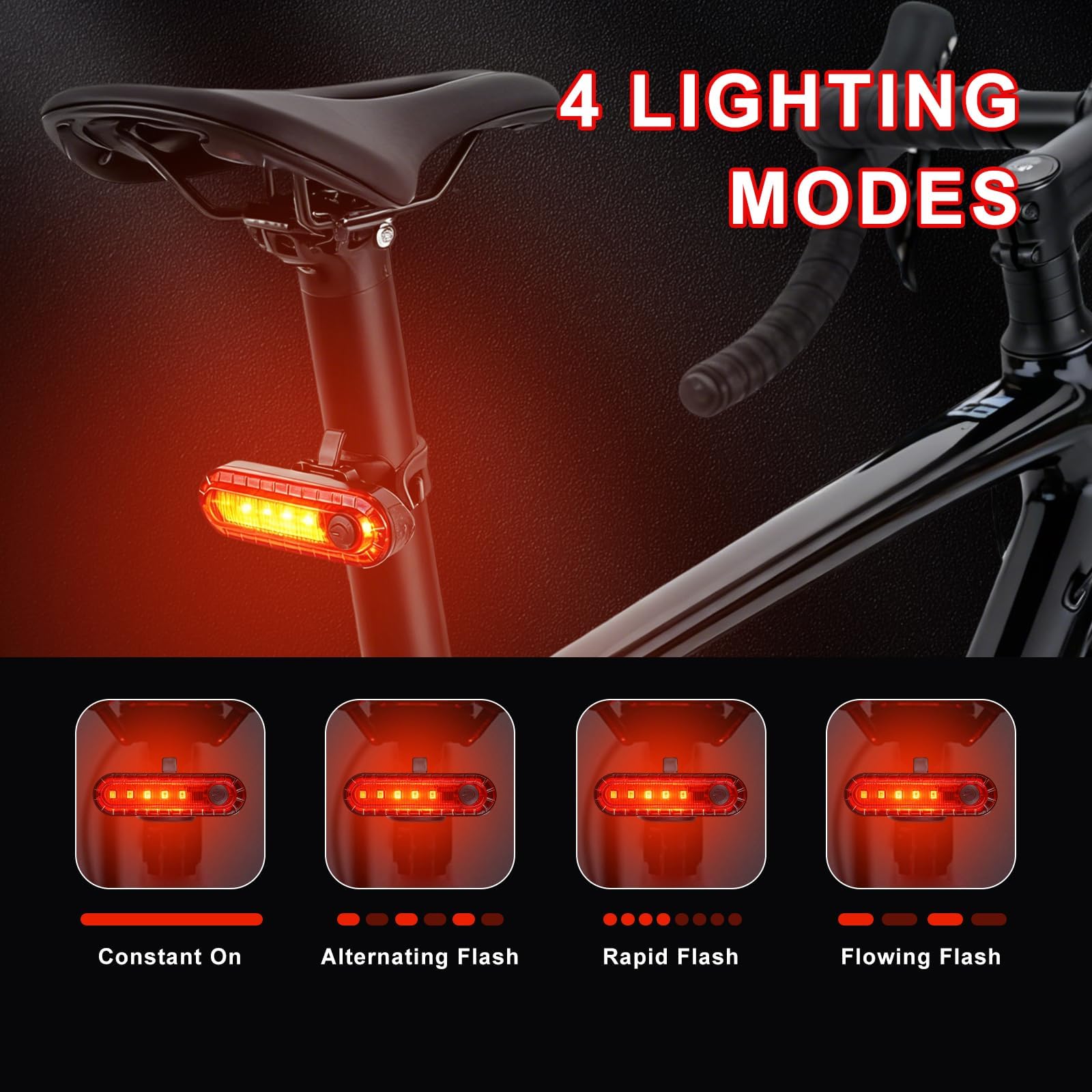 KunHe Lot de 20 feux arrière de vélo rechargeables par USB super lumineux avec 4 modes d'éclairage pour skateboards, poussettes et fauteuils roulants