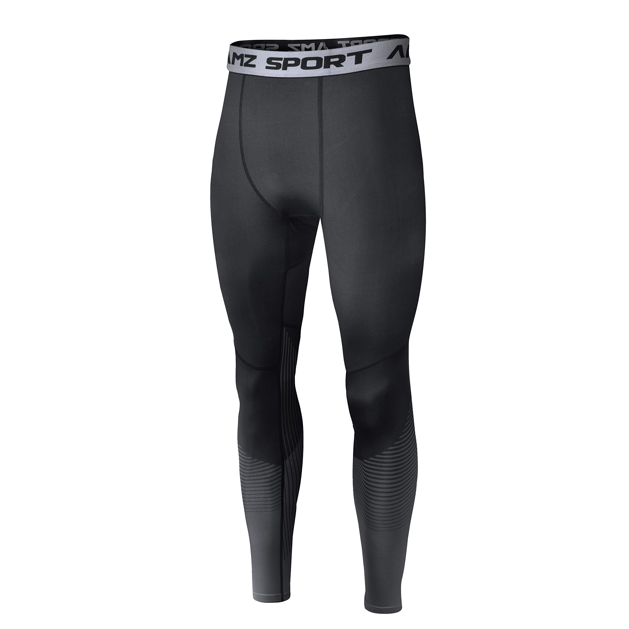 AMZSPORT Pantaloni per Compressione Sportiva da Uomo Asciugatura Veloce Leggings di Baselayer da Allenamento Nuova Generazione