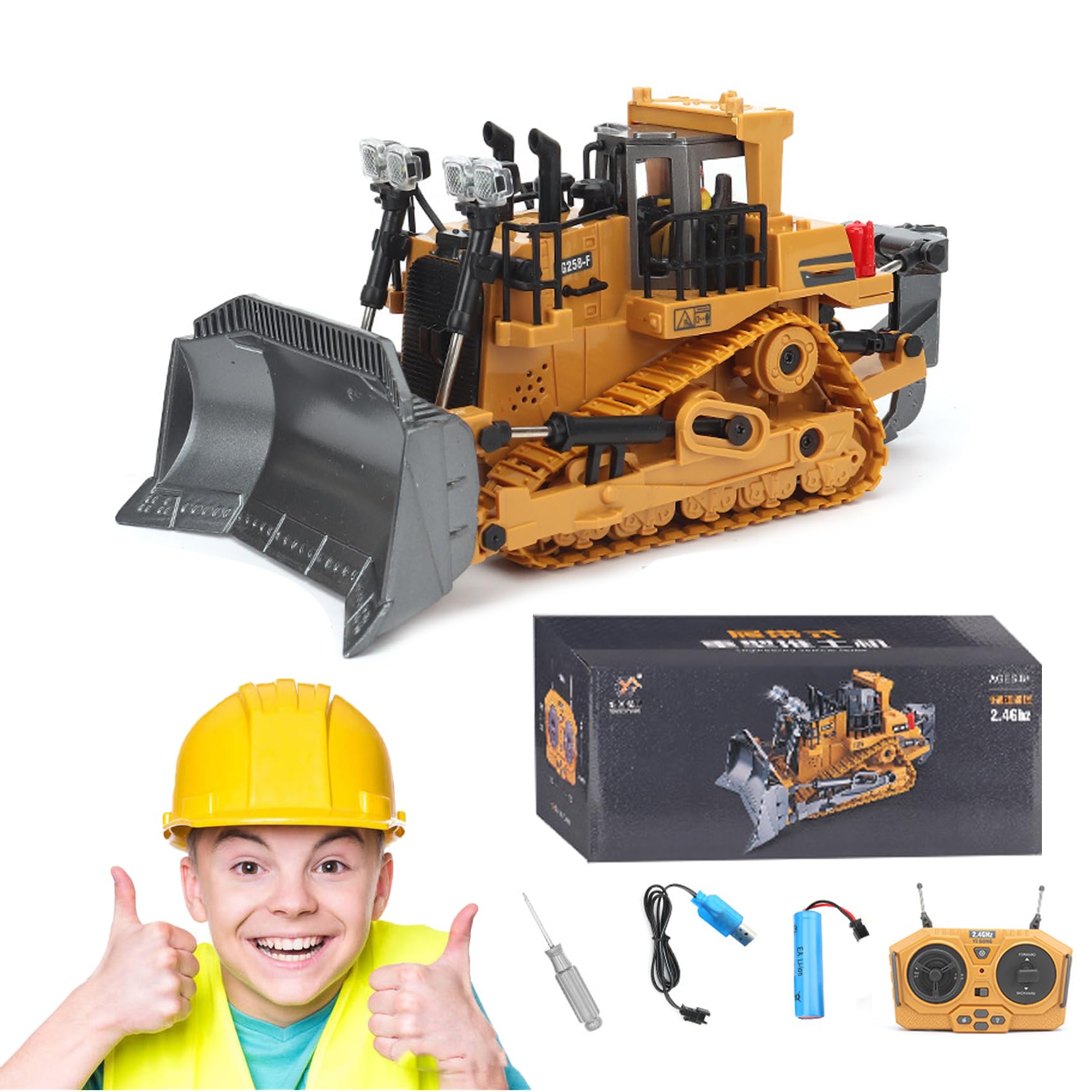Construction Rc, Remote Control Excavator with Cool Lights & Sounds, 2.4ghz Rc Excavator for Adults - Alloy Material, Complete Control over the Construction Site (Type - B)