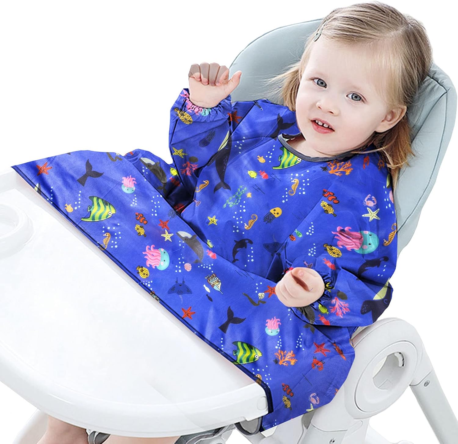 Vicloon Baby Bibs with Sleeves, Coverall Weaning Bib Baby Bib Waterproof Unisex Waterproof Feeding Bibs Apron
