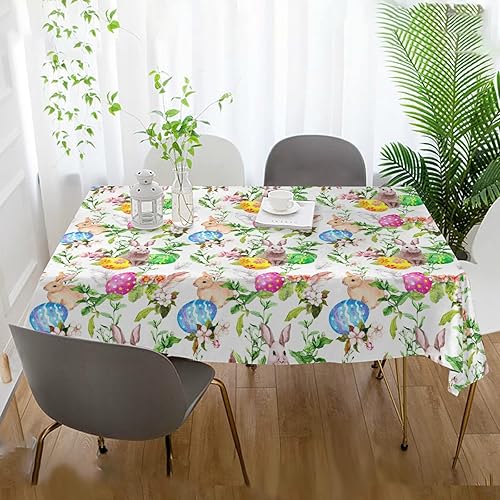 Miniatura 4 de senya Manteles de Pascua – Rectangular, Poliéster, Patrón de Pascua – 54 x 60 pulgadas – Resistente a las manchas y al calor – Perfecto para