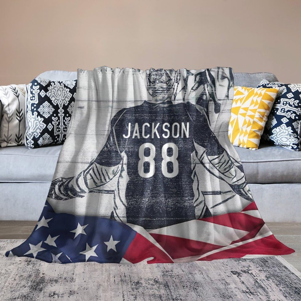 Miniatura 6 de Mantas personalizadas de hockey sobre hielo con número de nombre, regalo para fanáticos de Hoceky para adultos y niños, manta deportiva de franela