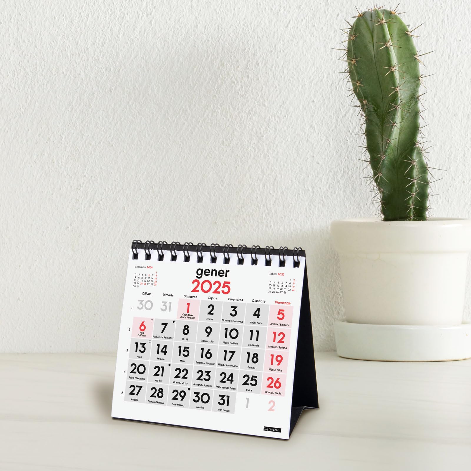Calendrier De Bureau 2026 Vue Mois - Janvier à Décembre 2026 + Septembre-décembre 2025 Réduit, Planning Mensuel, Espagnol/catalan, Spirale Métal - 5