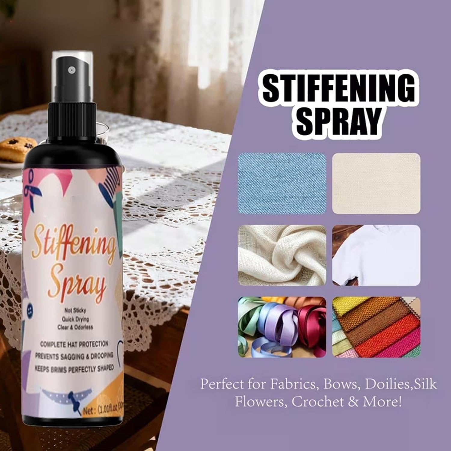 Fabric Stiffener for Crochet, 100ml Quick Drying Hardener, Straw Hat Stiffe