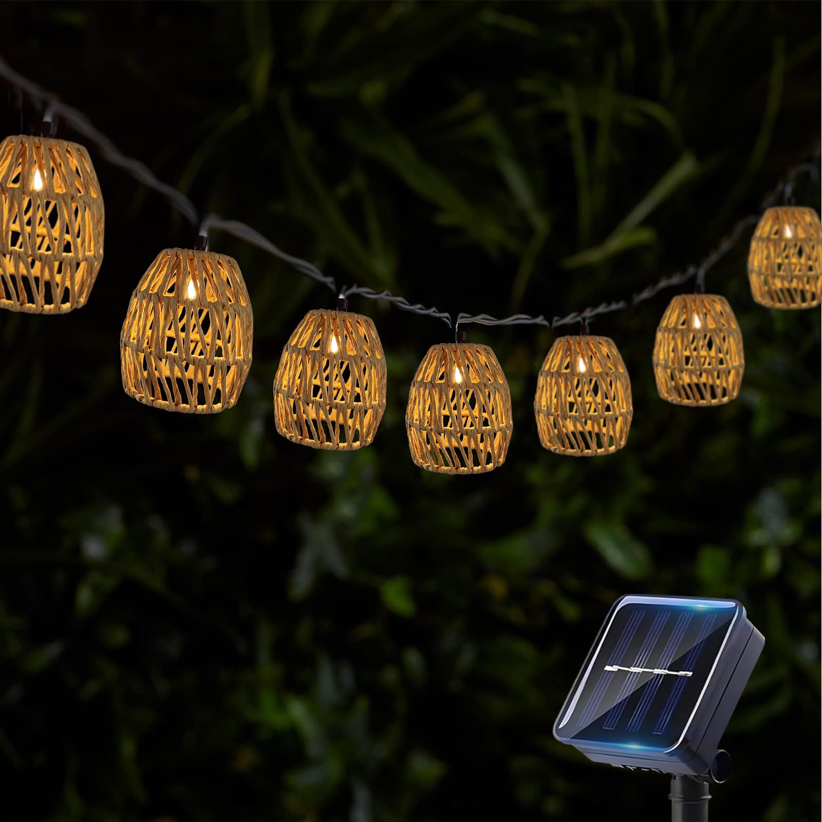 Oneshlee Guirnaldas Luces Exterior Solar 3.6M, Con 10 LED Linterna De Cuerda De Papel IP44 Impermeable Guirnalda Luz Exterior Cadena De Luces Solares, Para Jardín Terraza Patio