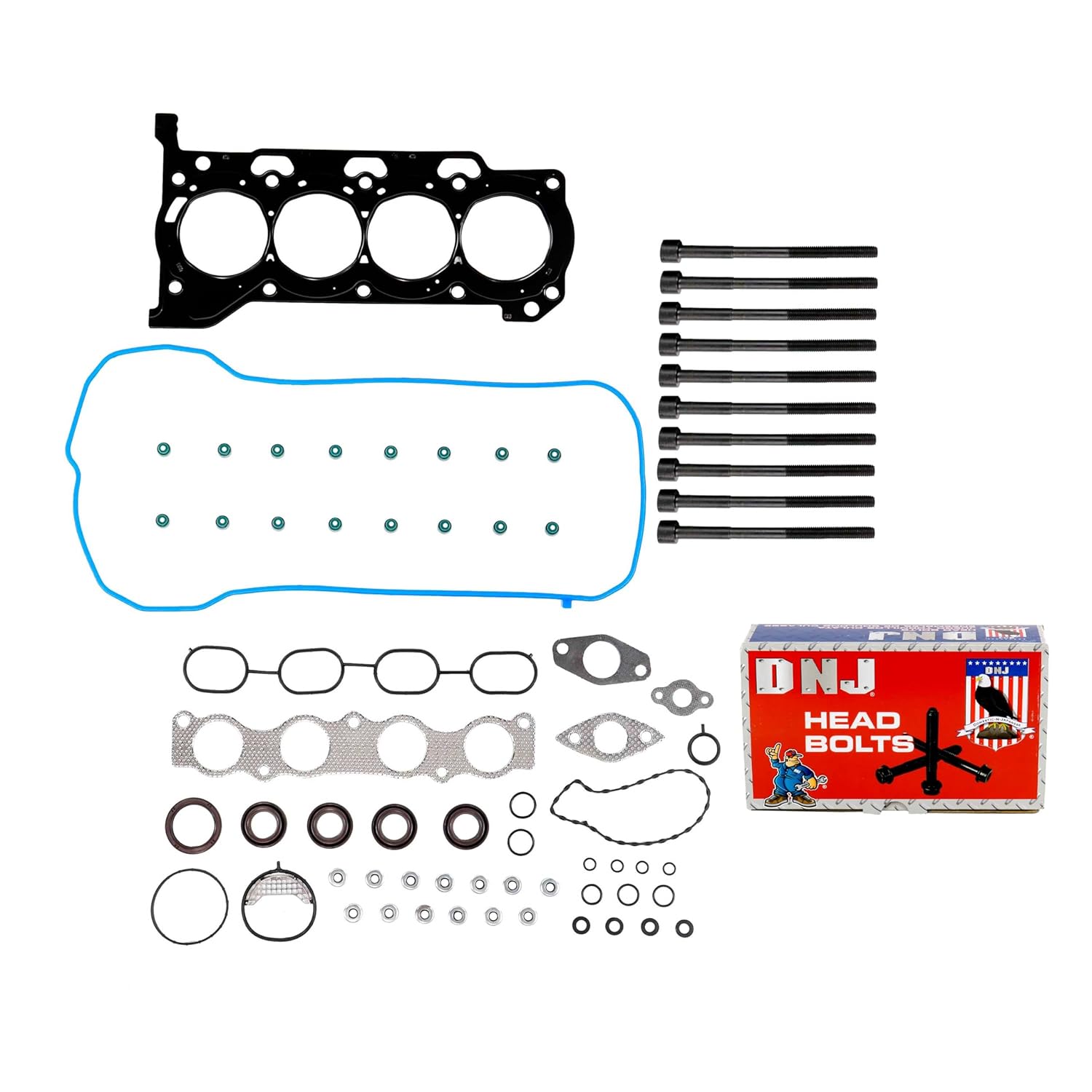 DNJ HGB929 Cylinder Head Gasket Set with Head Bolt Kit for 2010-2017 Lexus, Toyota CT200h, Prius, Prius Plug-in 1.8L L4 16V DOHC 1798cc