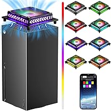 Gina Upgraded Cooling Fan for Xbox Series X with RGB LED Light Strip, App Control, Top Fan Cooler System, Dust Filter Cover, 8 Colors 400 Effects, USB Powered, Low Noise