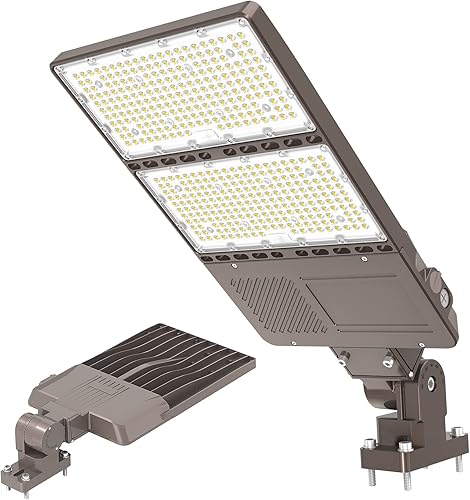 OPENLUX Luz LED de estacionamiento de 320 W con fotocélula de 48000 lm LED para caja de zapatos, luces de poste de montaje en brazo, luces de