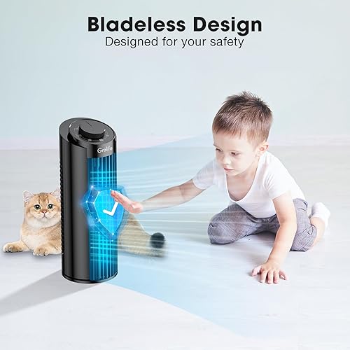 Miniatura 4 de Grelife Ventilador de torre de 13 pulgadas con controles remotos, 3 ajustes de velocidad, oscilación de 90, temporizador de 7.5, ultra silencioso