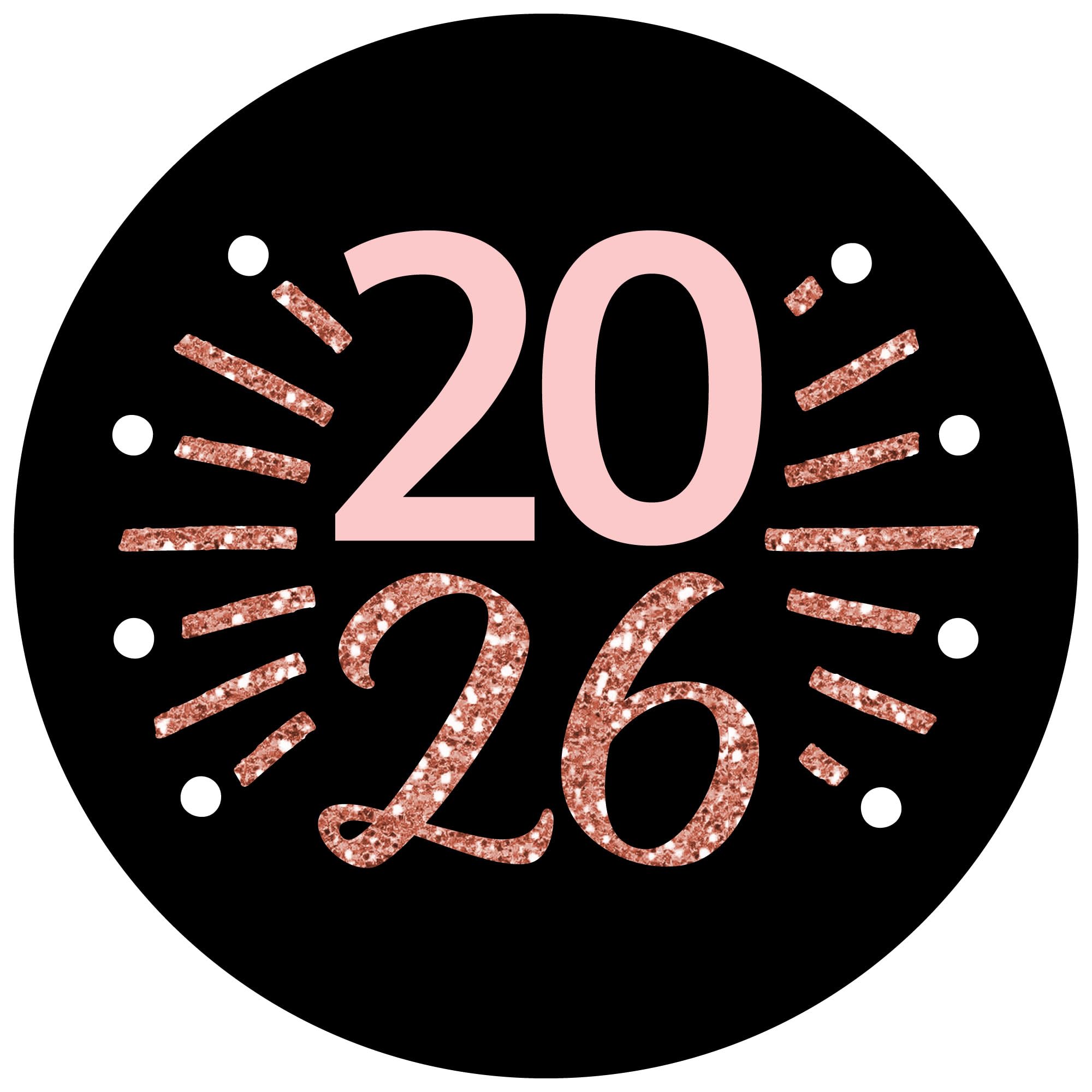 Rose Gold Happy New Year - 2026 New Year's Eve Party Circle Sticker Labels - 24 Count