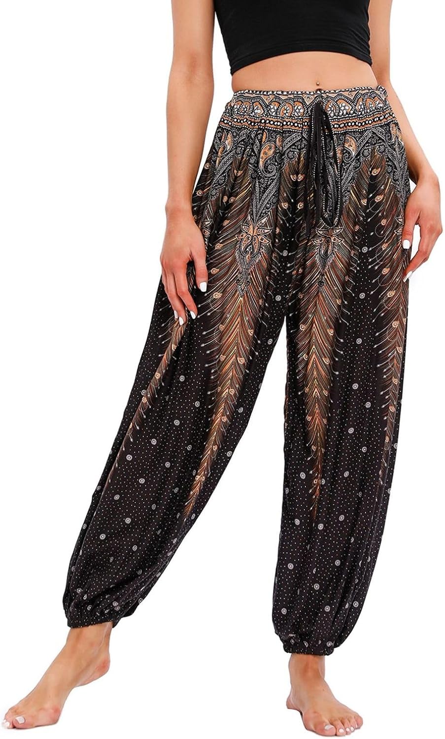 Women's High Waisted Yoga Pants Hippie Pants Boho Comfy Workout Baggy Palazzo Stretch Loose Pajamas