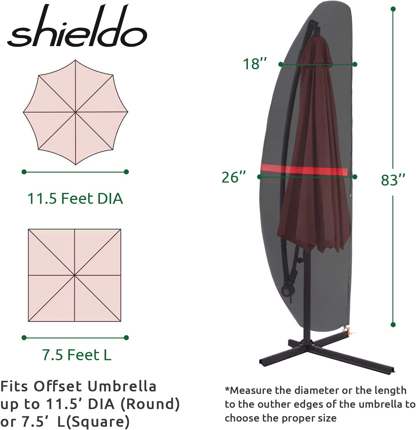 Shieldo Patio Umbrella Covers,Light-Weight and Durable Cantilever Umbrella Cover，420D Waterproof Patio Umbrella Covers for 9ft with Push Rod : Patio, Lawn & Garden