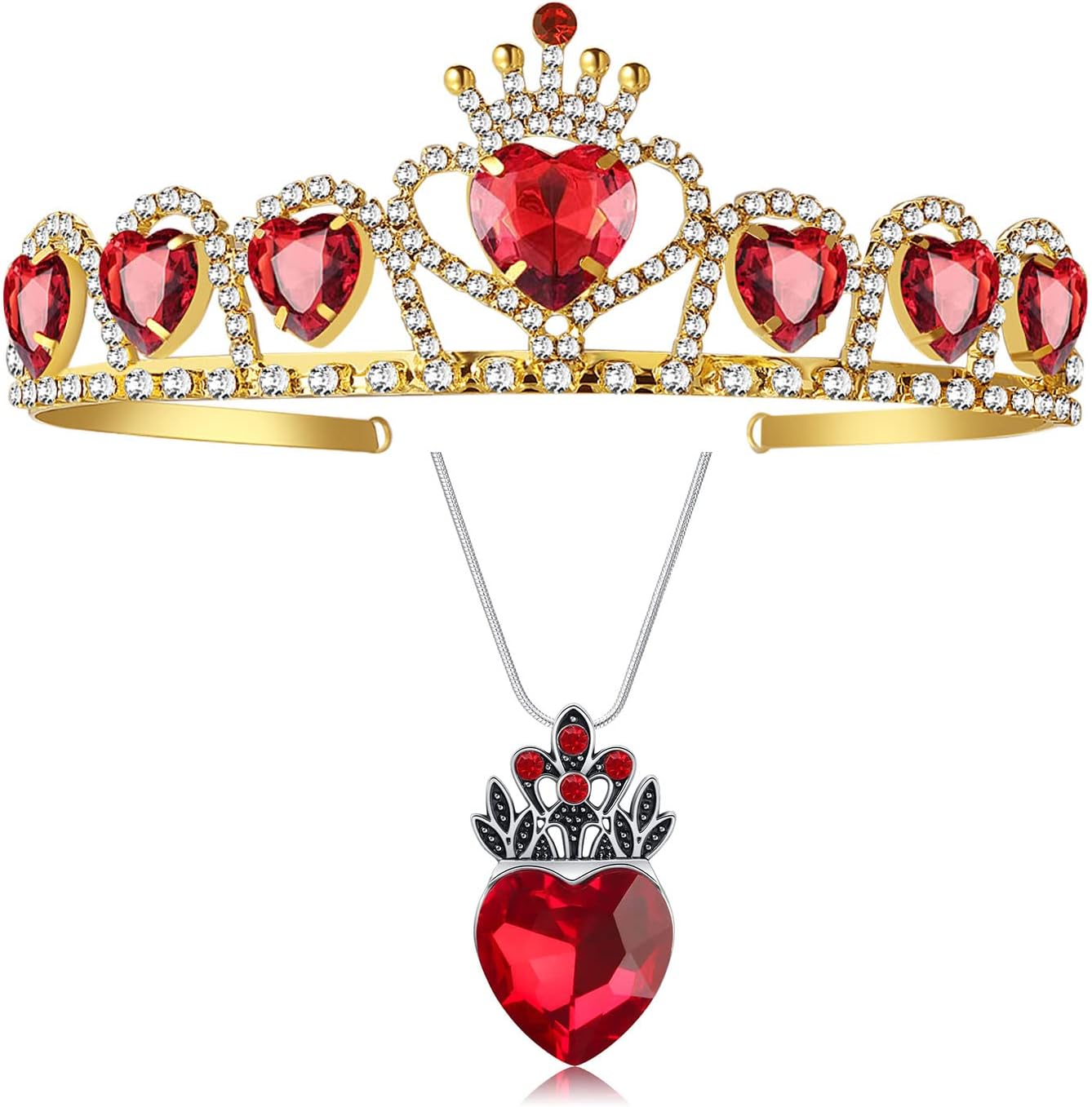 Evie Coração Vermelho Tiara e Colar Set Descendentes 3, Jóias Coroa de  Ouro para Meninas Adolescentes Halloween Parties