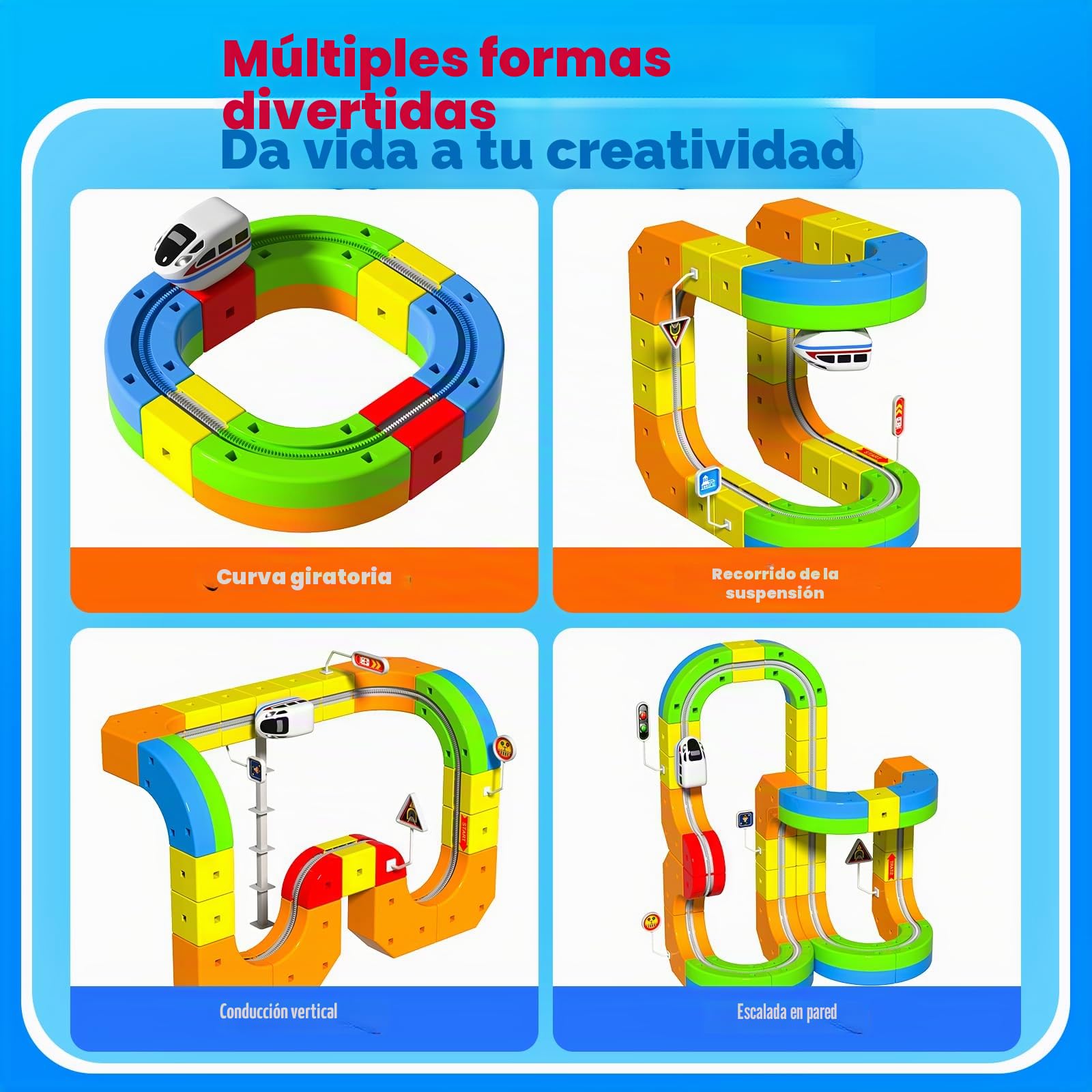 Goody King Tren Eléctrico Juguete Niños 69 Piezas - Kit de Construcción 3D DIY con Vías Magnéticas, Incluye Trenes Electricos, Juguete Educativo Stem Creativo para Niños de 4 a 12 Años