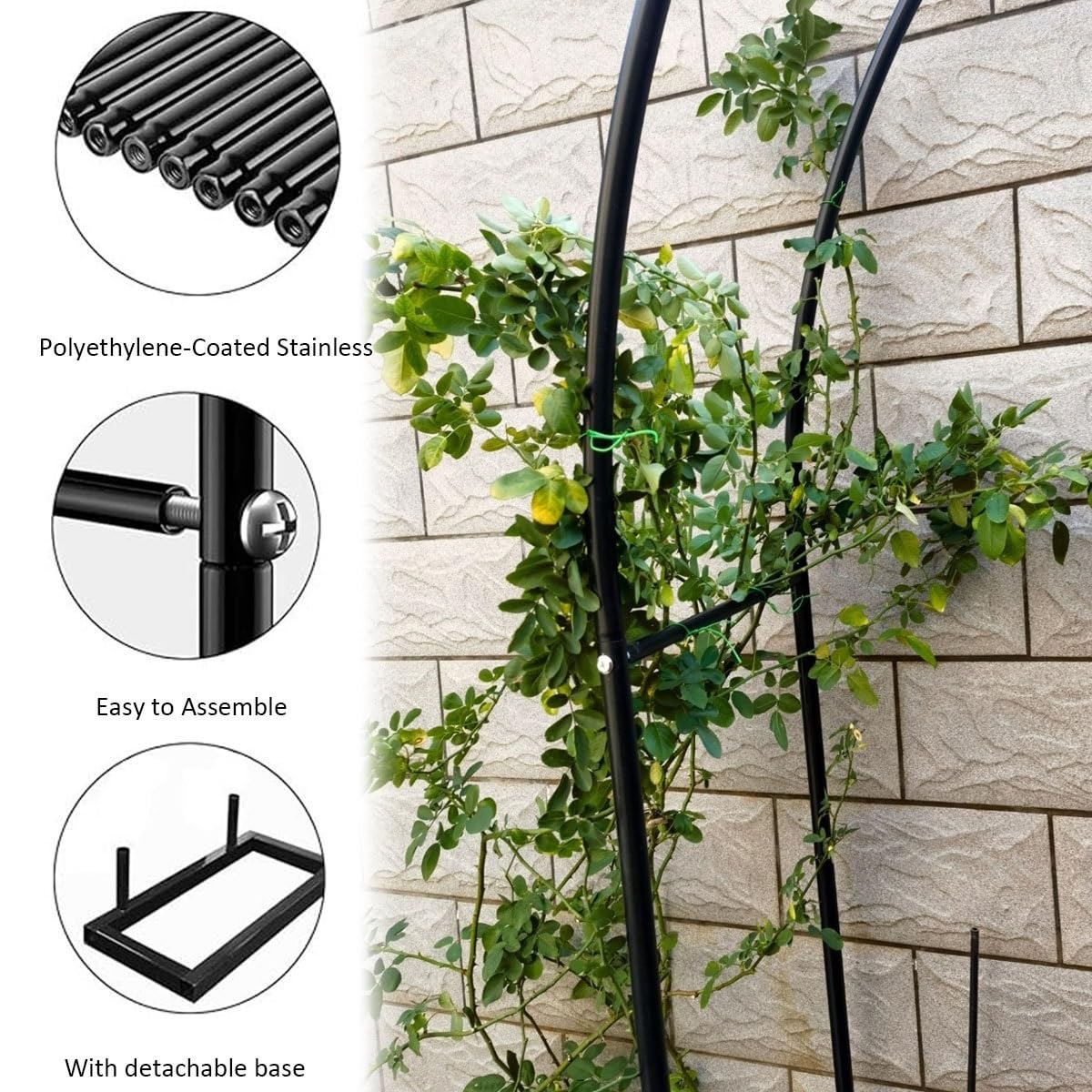 Arco Per Rose In Metallo Con Basi, 140 200 240 300 cm larghezza Traliccio Pergolato Da Giardino Per Piante Rampicanti, Supporto Sostegno Archetto Per Matrimonio, Decorazione Eventi(Verde,300x220 cm (L