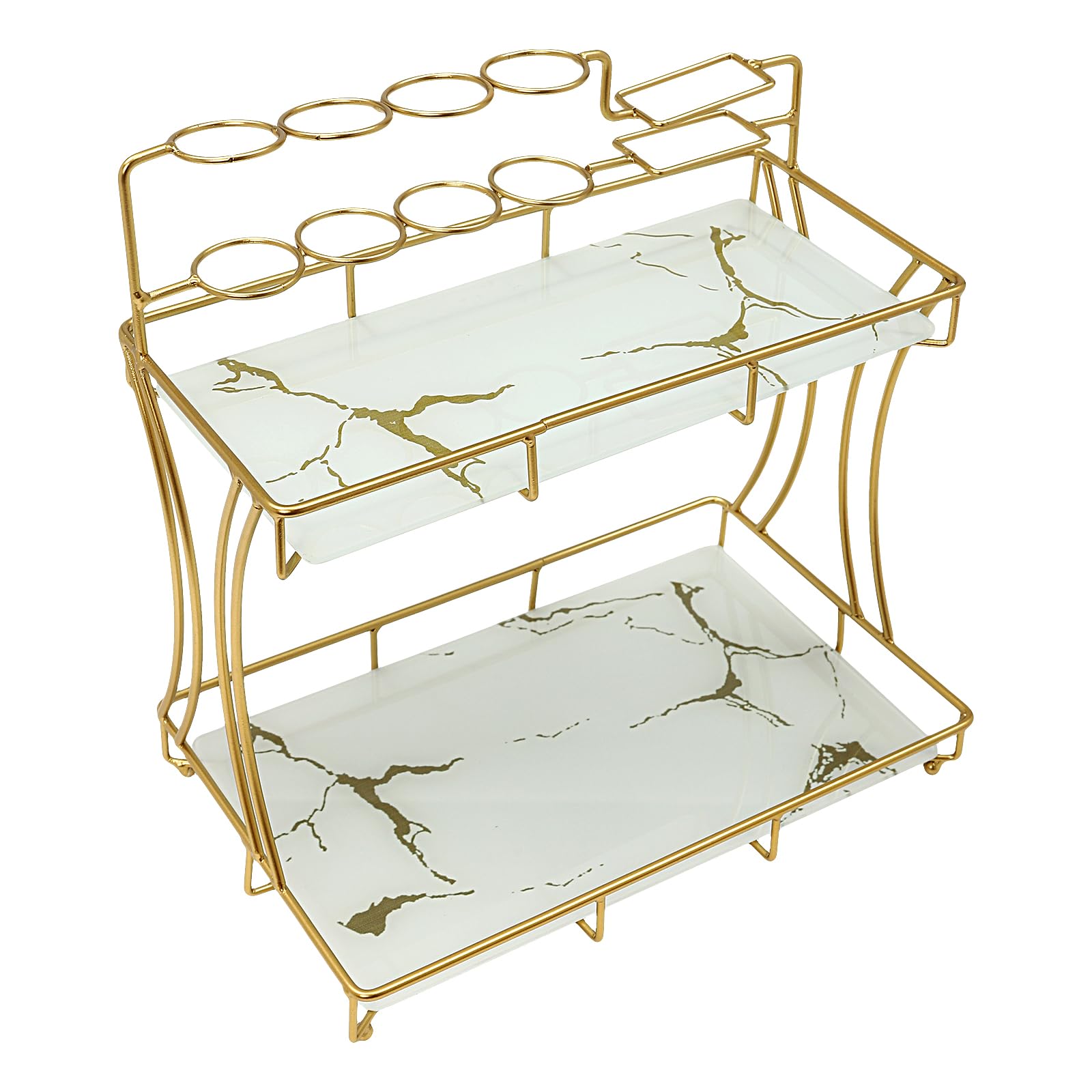 Delianty Bathroom Organizer Countertop with Toothbrush Holders, 2 Tier Bathroom Vanity Organizer Makeup Shelf Removable Tier Tray for Dresser, Bedroom