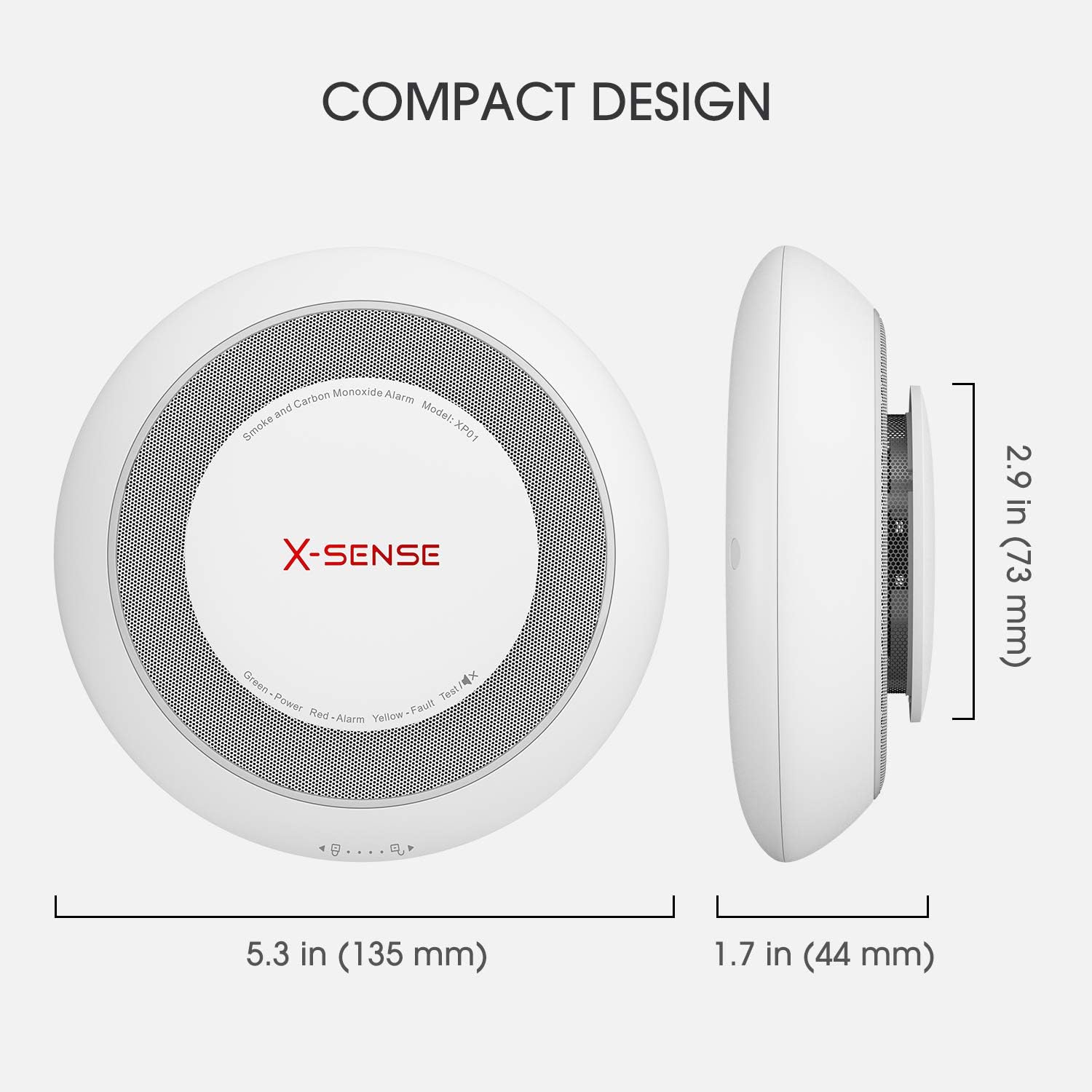 X-Sense 10-Year Battery Combination Smoke and Carbon Monoxide Alarm Detector with Large Silence Button, XP01 - - 
