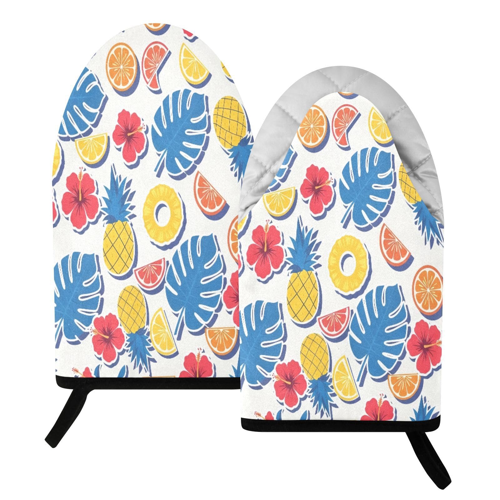 BURSTDDY Fruit Flowers Oven Mitt,Heat Resistant Kitchen Mitts for Cooking