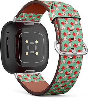 CJBROES Replacement Leather Watch Band, Compatible with Fitbit Versa 3 and Fitbit Sense of Wristband Bracelet Accessory - Heart Fashion Graphic