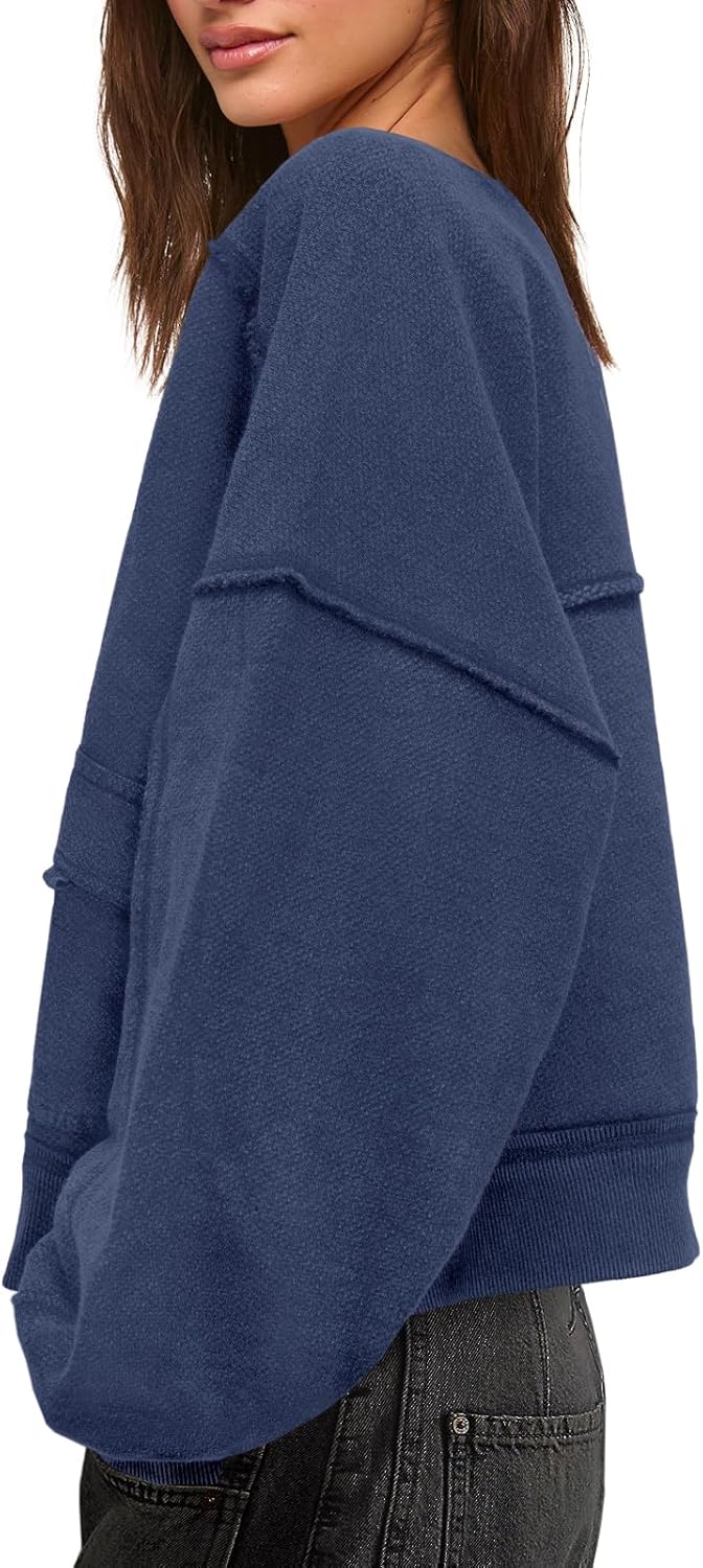 Nirovien Womens Sweatshirt Cardigan Open Front Oversized Sweatshirt Drop Shoulder Long Sleeve Crop Jackets with Pockets