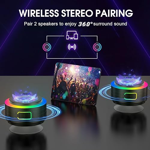 Miniatura 7 de Altavoz de ducha Bluetooth, altavoz Bluetooth portátil, sonido estéreo con ventosacordón, micrófono integrado, IPX7 impermeable altavoces