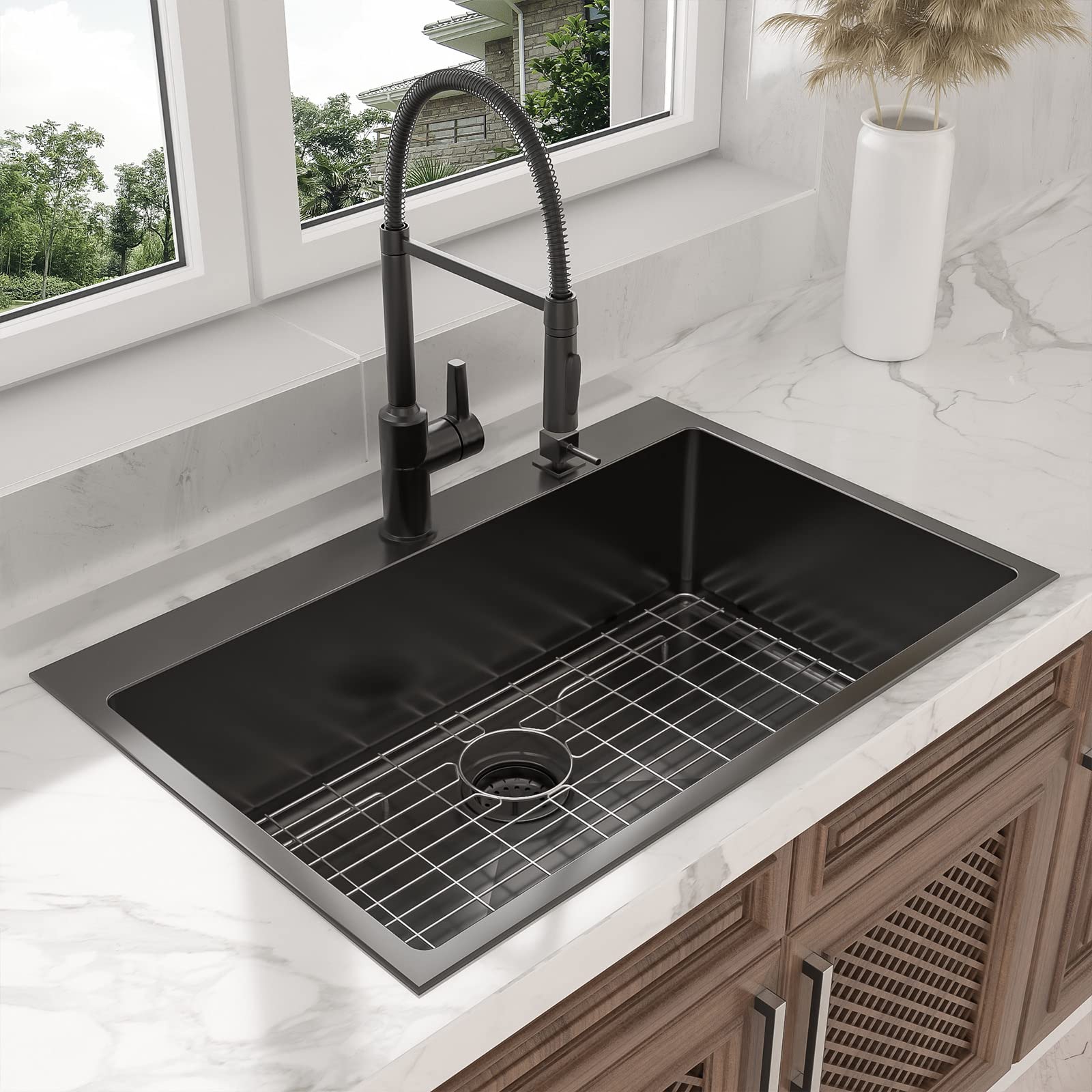 Buy Black Kitchen Sink Lordear 33x22 Gunmetal Black 16 Gauge