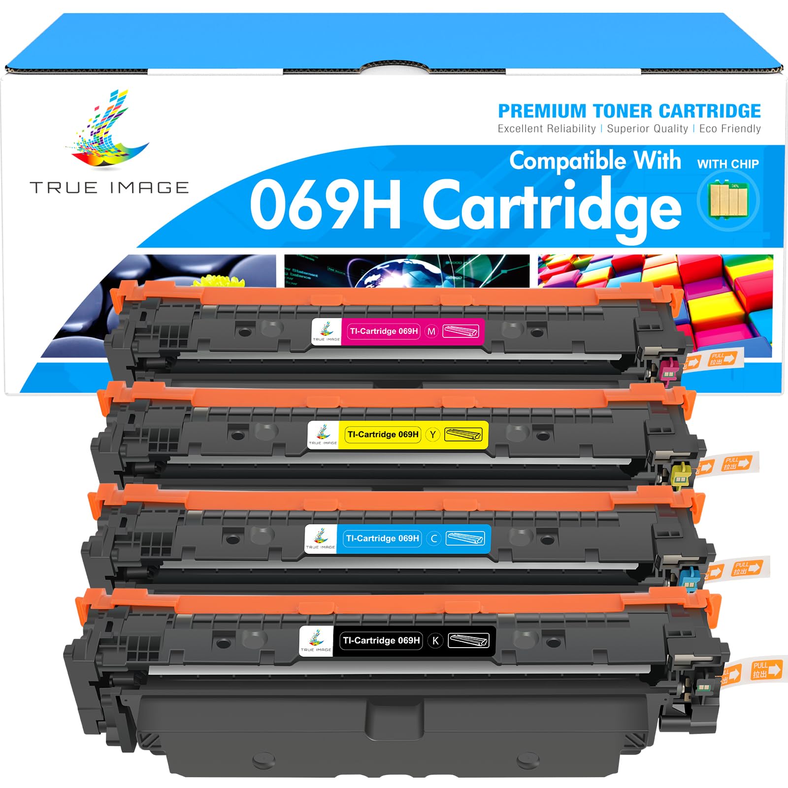 069H 069 Toner Cartridge Set MF753Cdw Replacement for Canon MF753Cdw 069 069H Toner Cartridges for Canon Color ImageCLASS MF750C LBP674C Series MF751Cdw LBP674Cdw M753 M751 Printer Ink B/C/Y/M 4 Pack