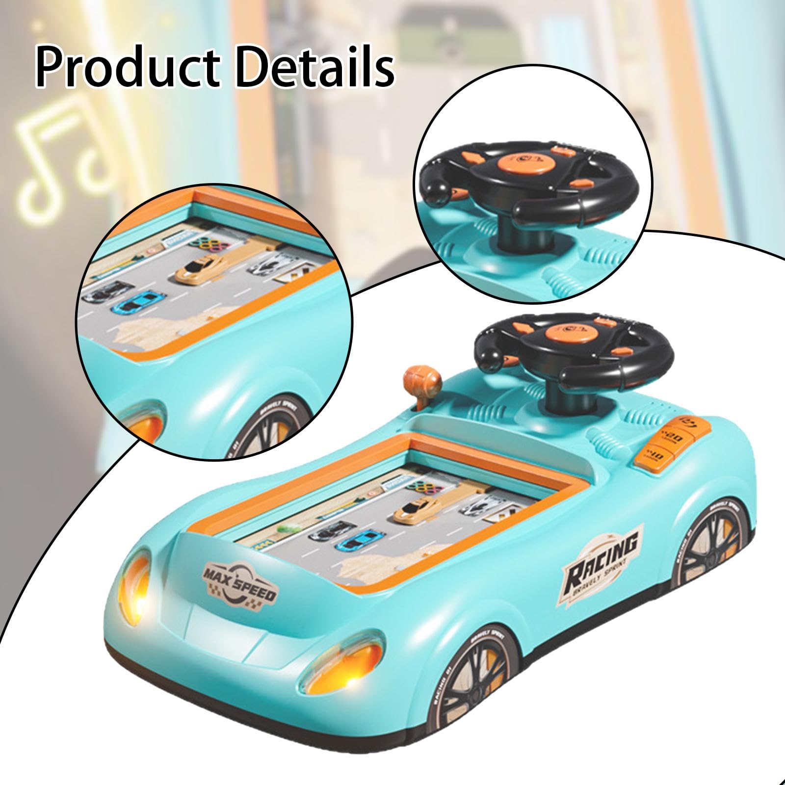 Volante Giocattolo da Corsa, Gioco di Competizione per Bambini, Simulazione educativa per Bambini dai 3 Anni con Musica