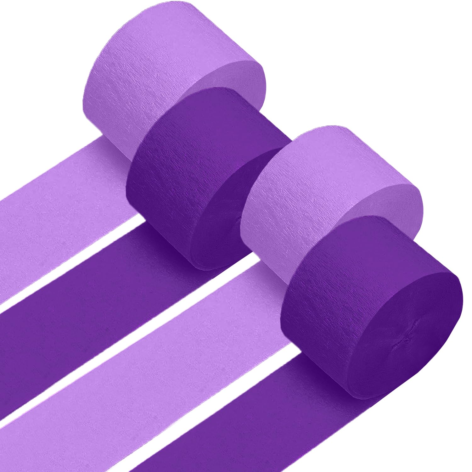4 Crepe Paper Streamers Rolls, 328ft Pack of Purple and Dark Purple Crepe Paper for Women Girls Birthday Mothers Day Wedding Baby Showers Valentine's Day Party Decorations (1.8 inch x 82 ft/Roll)