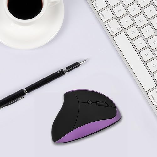 Miniatura 8 de Ratón inalámbrico ergonómico, 2.4GHz, 4 DPI ajustables, batería recargable de iones de litio, 6 botones, morado