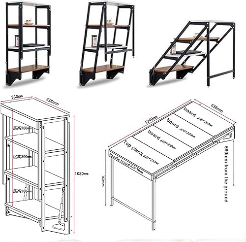 Miniatura 3 de Escritorio flotante, escritorio plegable de pared, escritorio flotante para computadora con estantes de almacenamiento para espacio pequeño,