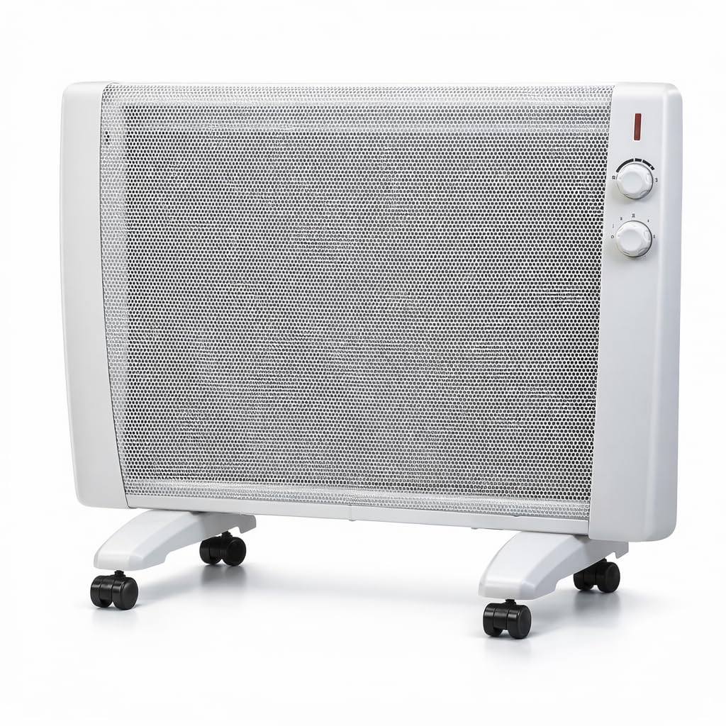 Syntrox Germany Infrarotheizung 2400W / Wärmewellenheizung – mobile Elektroheizung mit Thermostat & 4 Heizstufen, leise & staubfrei, Standgerät mit Rollen und Wandmontage