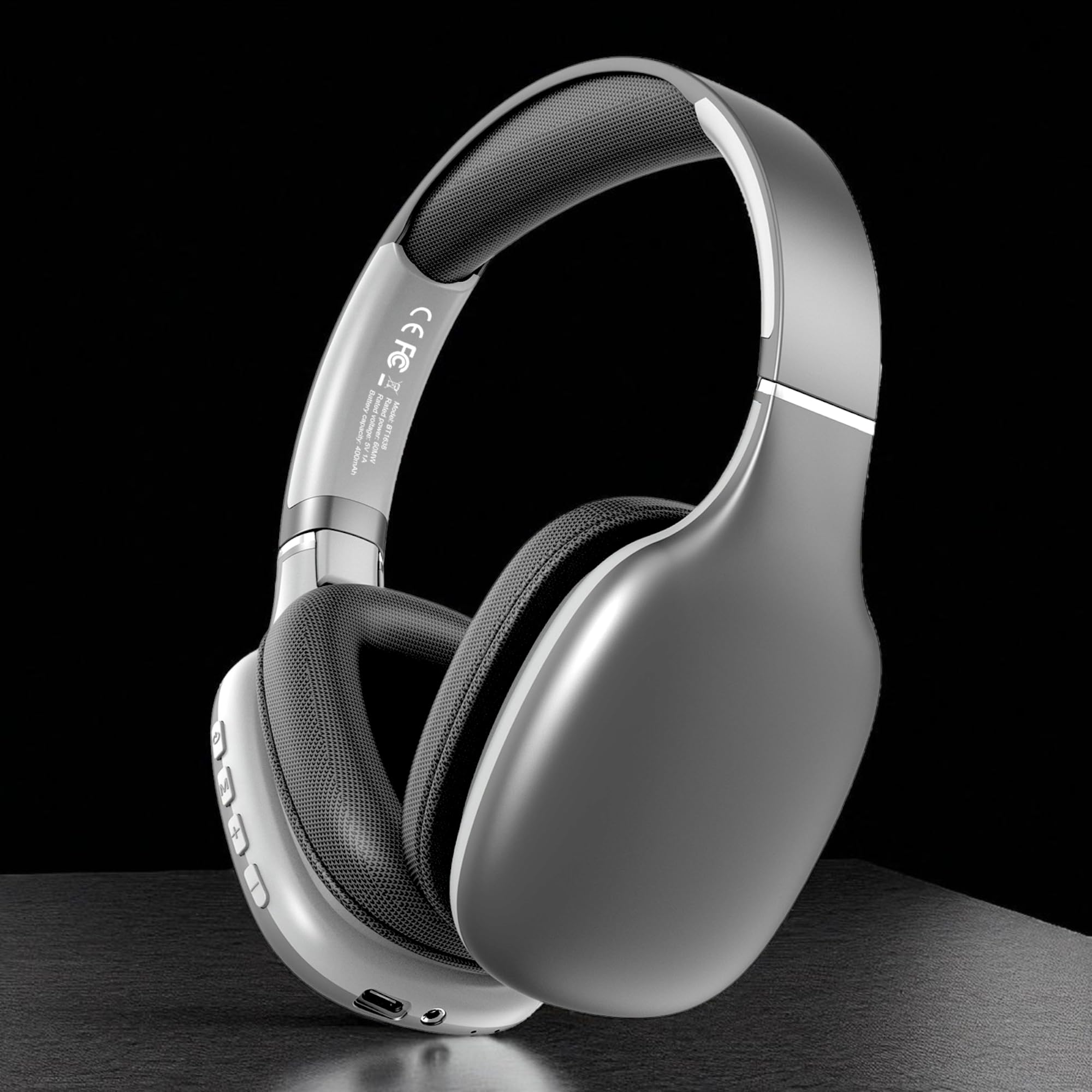 iFAST Foldable Wireless Stereo Headphone | 40 Hours Music & Calls| Dual Mode (Wired & Wireless) Gaming Headset with Adjustable Headband [ Gun Grey ]-image-42