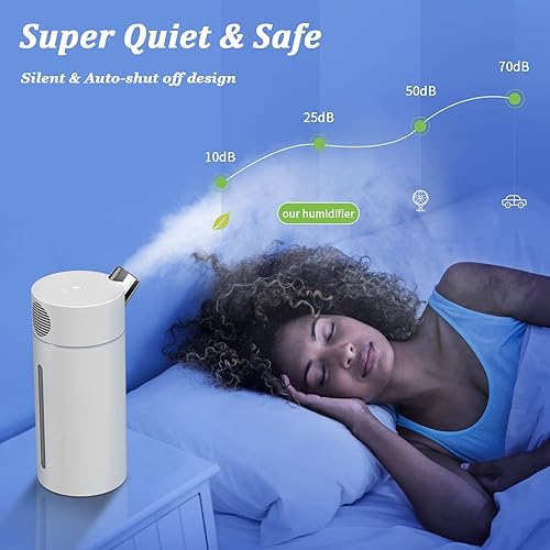 Miniatura 7 de HandFan Humidificadores portátiles de bola flotante para dormitorio, escritorio, llenado superior, humidificador personal de niebla fría, sin