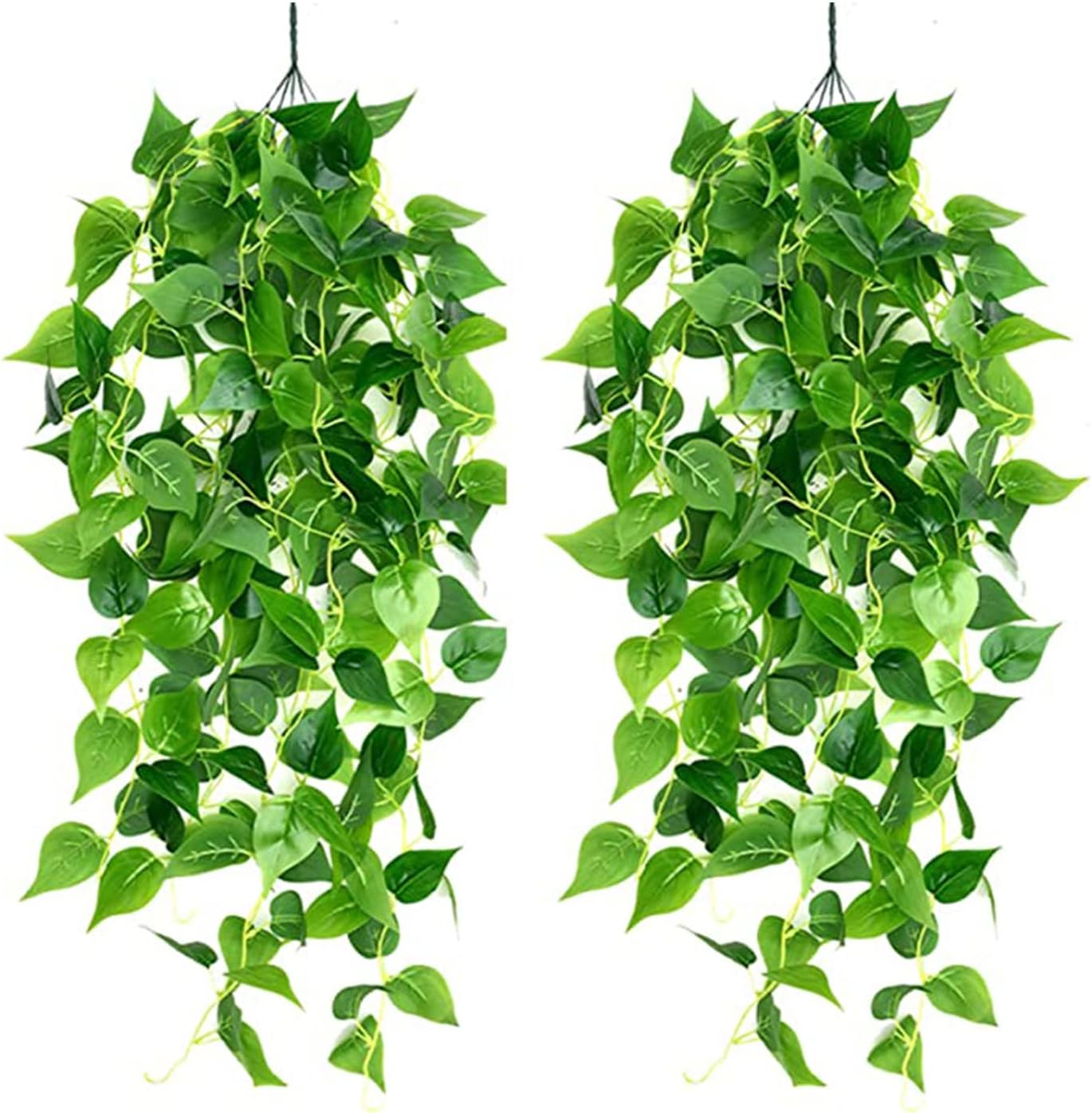 Lwtsrp 2 Piezas Verde Hojas de Hiedra Falsas, Enredadera Planta Colgante, Artificial Hiedra Planta Colgante, Plastico Plantas Vides Guirnalda, para Pared Hogar Porche Jardín Valla Decoración Boda