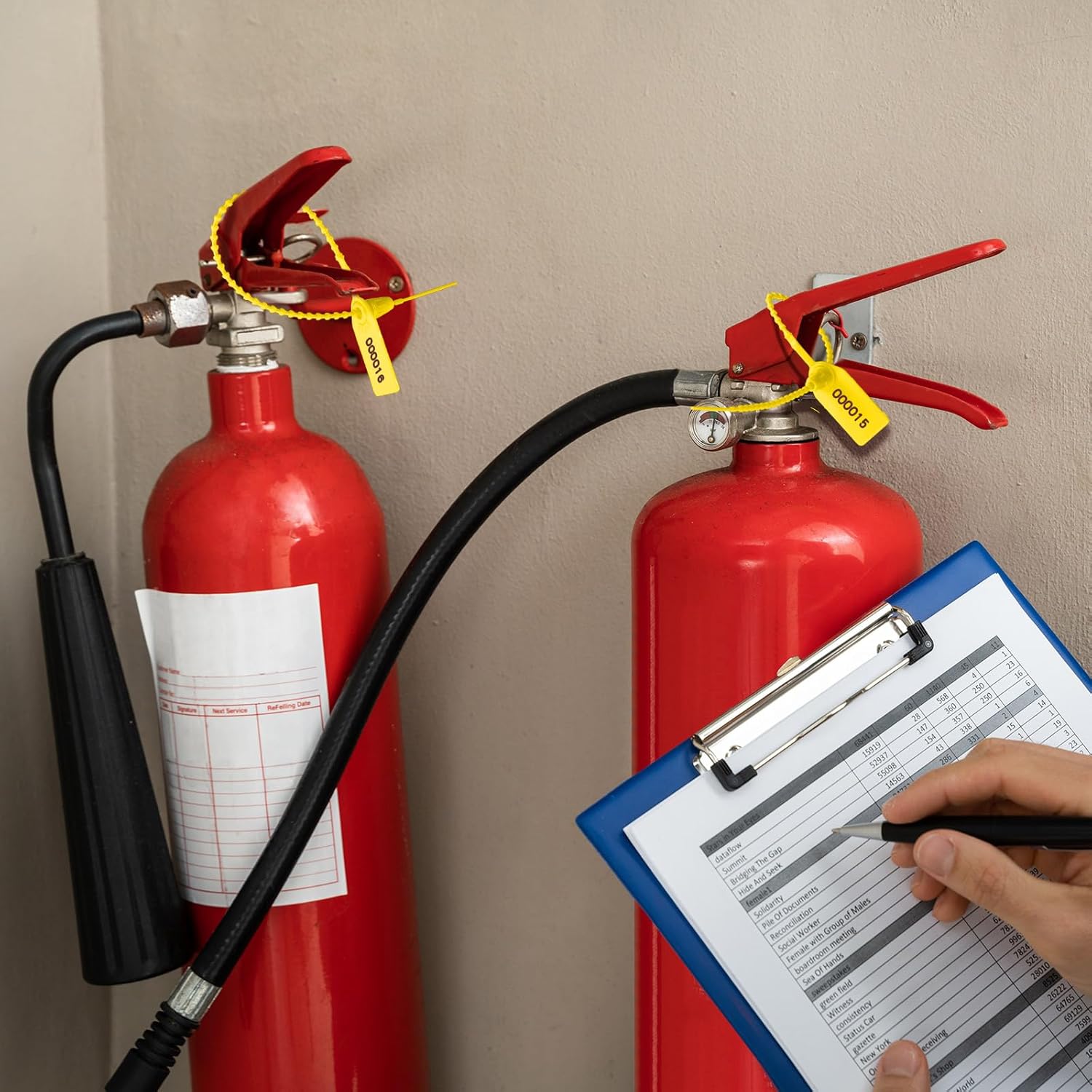 Nuanchu 100 Pcs Plastic Tamper Seals Numbered Zip Ties Fire Extinguisher Tags Disposable Self-Locking Tie, 170 mm Length(Yellow) - Image 3