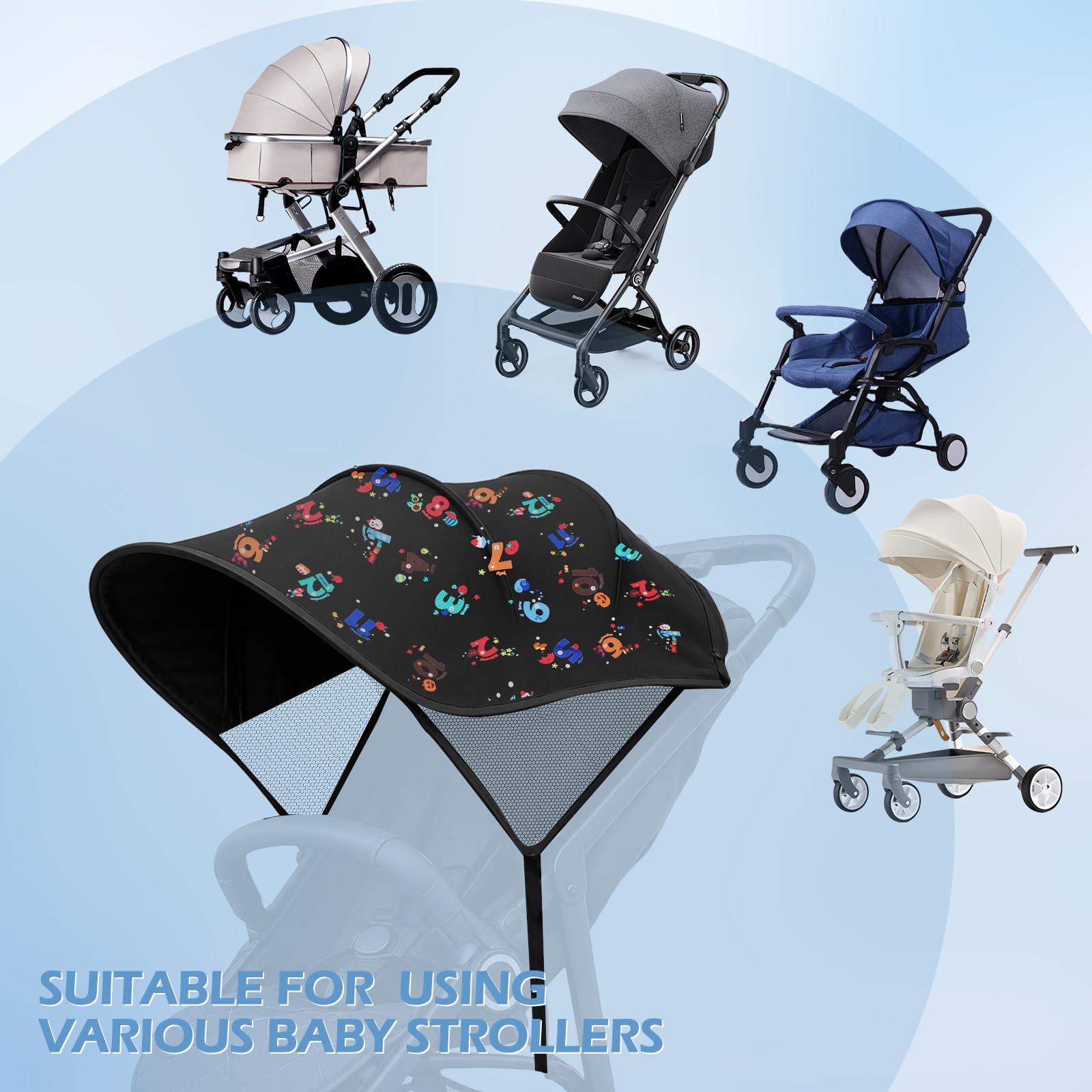 WD&CD Sonnensegel Kinderwagen UV Schutz Sonnenschutz Buggy