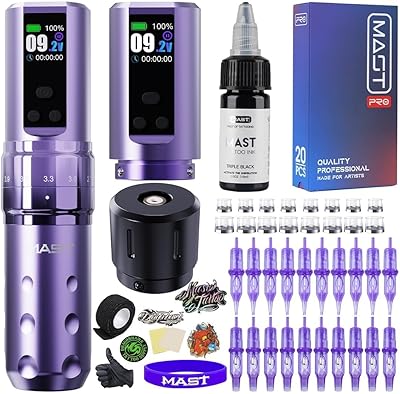 Mast Fold2 Pro Kabellose Tattoo Maschine Pen Rotary Tätowiermaschine Tattoo Gun 7 Strokes Length 2000mAh Batterie Powerful Motor by Mcore Smart Display Screen für Pro Artists (TZWQP-076-1)