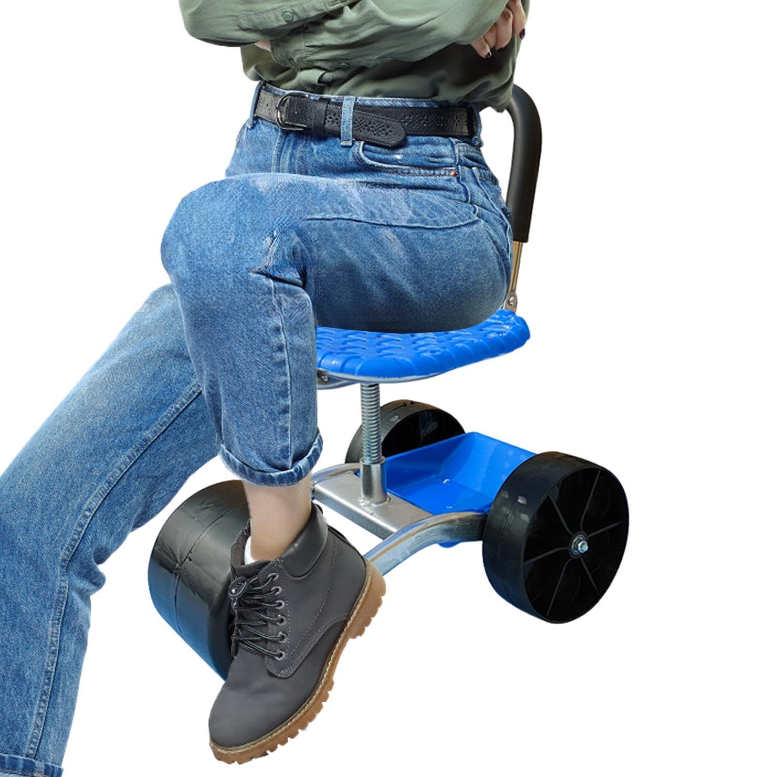 Carrello Da Giardino Con Sedile Rotolante | 360° Girevole, Altezza Regolabile | Sedia per Giardinaggio con Ruote | Rotazione 360° per Diserbo all'aperto, Lavori in cortile, Campeggio, Sgabello carrell
