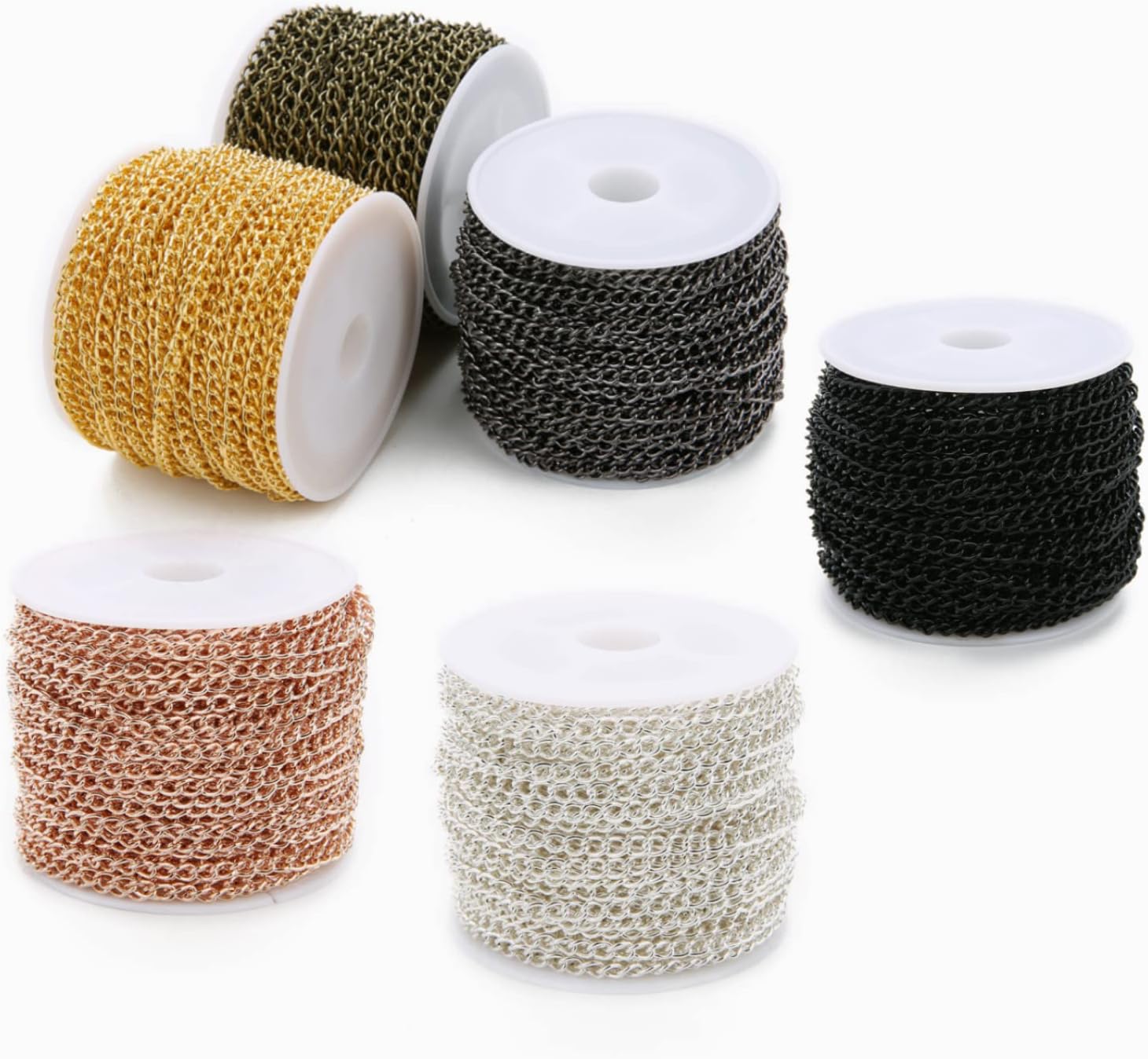 SWTOOL 60 Feets /20 Yards Metal Bronze Link Chains, Iron Bulk Curb Chain for DIY Craft Jewelry Chain Making, 2 Rolls x 10 Yards (Bronze) - Image 4