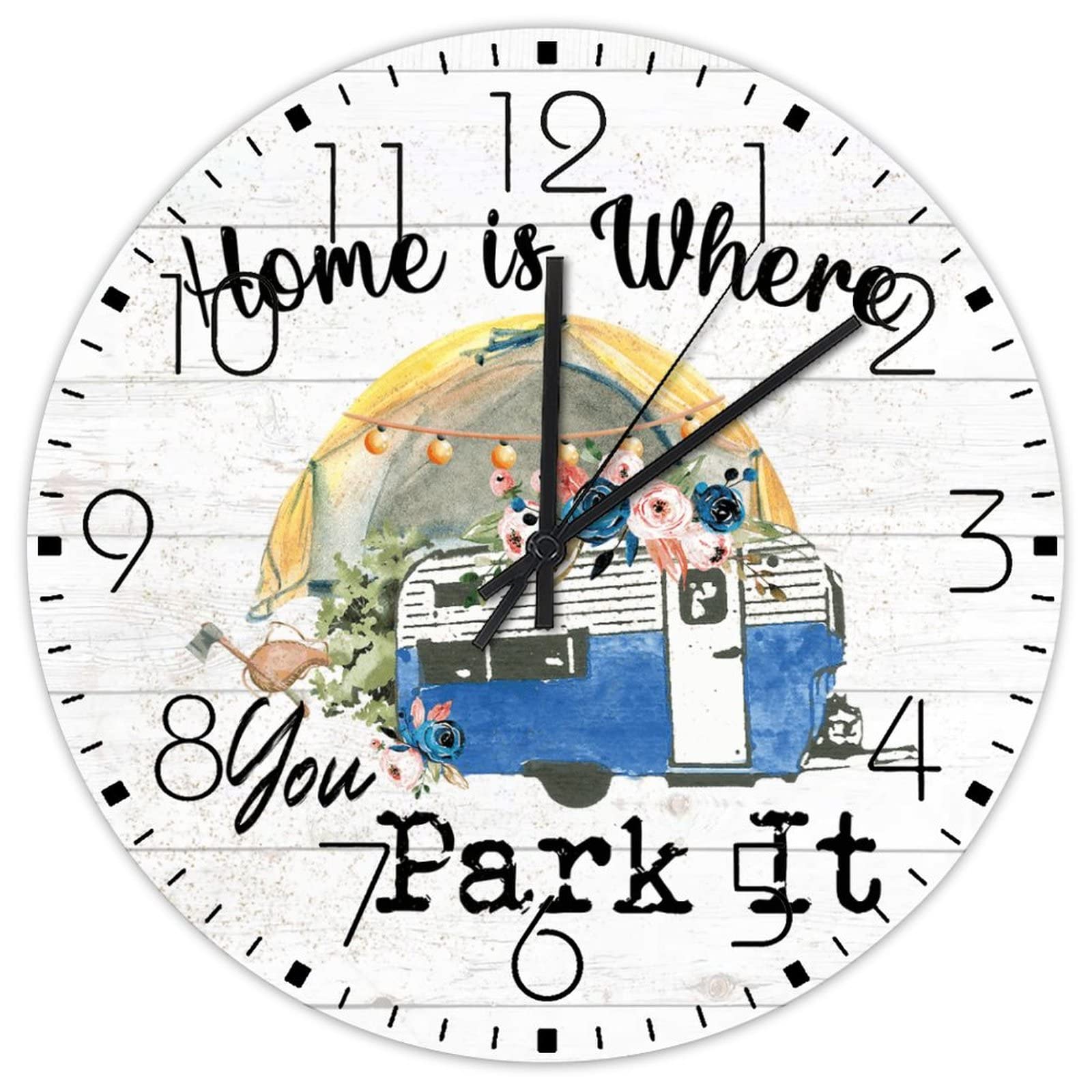 Horloge murale aventure en bois ronde décoration terrasse