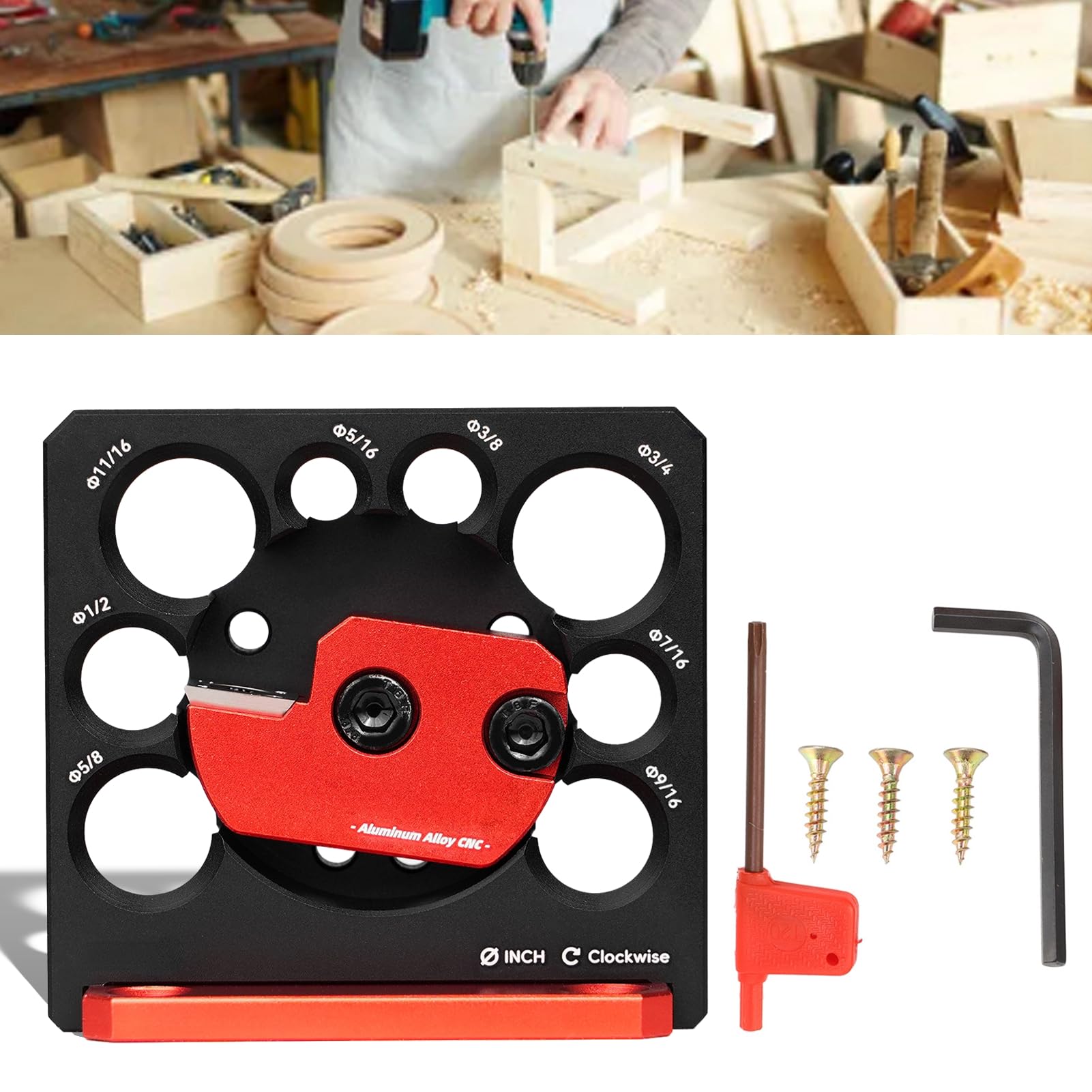 Dowel Maker Jig, 5/16, 3/8, 7/16, 1/2, 9/16, 5/8, 11/16, 3/4(in) Imperial Adjustable Dowel Cutter, Carbide Inserts Woodworking Round Rod Auxiliary Tool, Black 8-20mm Holes for Wooden Rods Sticks
