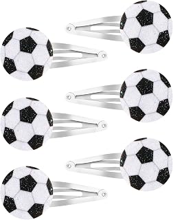 6Pcs Glitter Soccer Hair Clips, Metal Snap Hair Barrettes, Sparkly Football Hair Accessories for Sports Party