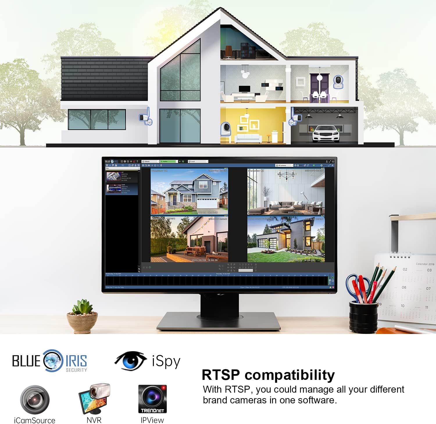 വാനുകൾview W6 camera detecting motion with two-way audio feature