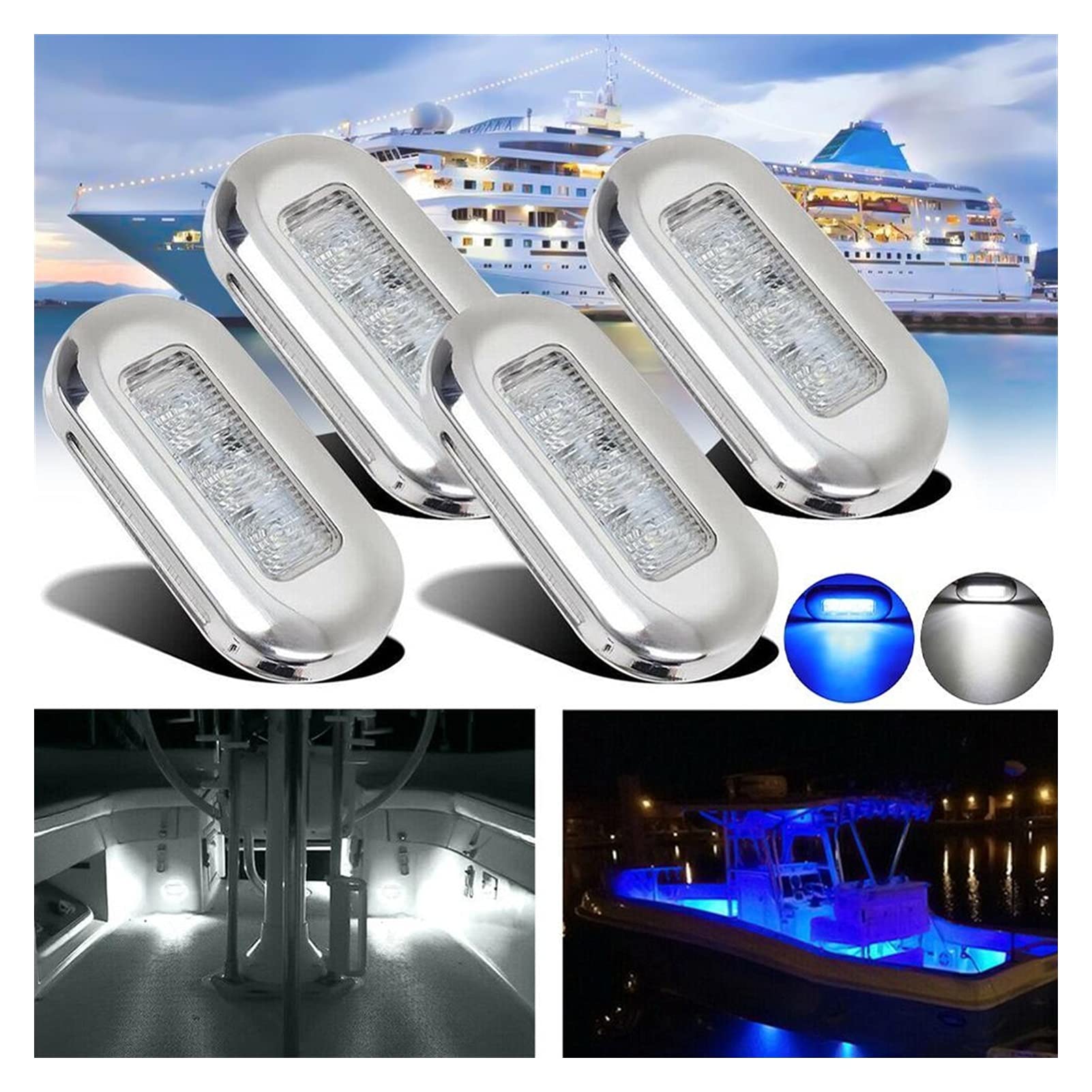 4 PZ. Luci della barca LED 12 / 24V Barca marino grado impermeabile GUIDATO di cortesia Scala Della Stair Turn Signal Lighting Fanale posteriore Per la navigazione e la pesca(24V Warm White)