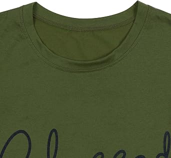 Blessed T-Shirt for Women Cute Heart Graphic Letter Print Sayings Shirts Casual Short Sleeve Thankful Tee Tops