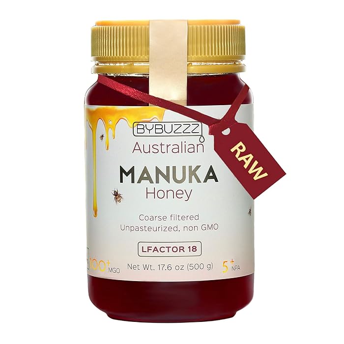 Buy By Buzzz Raw Manuka Honey Organic MGO 100+, NonGMO Unfiltered Certified Australian Manuka