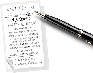 Wax Melt Scent & Safety Sticker | 30 Pack | Sticker Size 2x3.5" inches | Adhere to Wax Melt Package and Write in Scent
