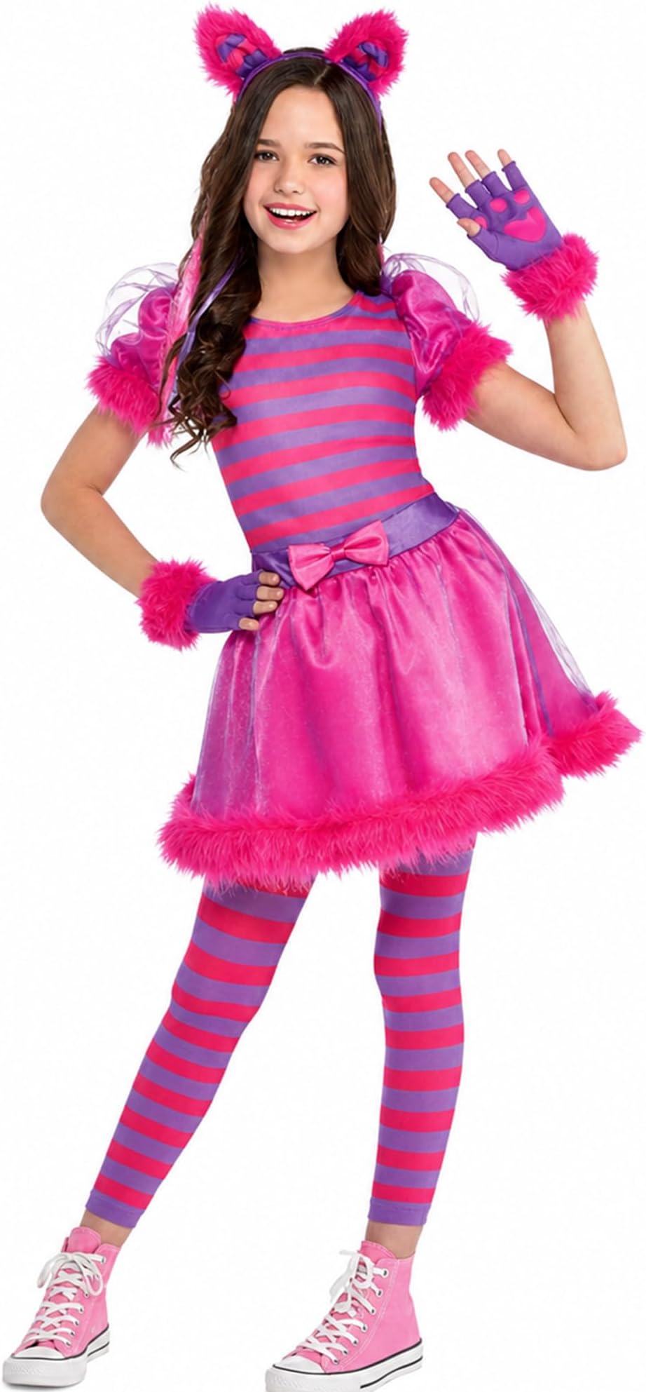 Wizland Cheshire Cat Costume for Girls.Halloween,Dress Up Party and Roleplay Cosplay.