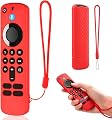 ファイヤースティック リモコンカバー レッド For Fire TV Stick HD/4K 用 らかいシリコン製 耐衝撃 滑り防止 防水 保護ケース ストラップ付き 丸洗い可能 リモコンシェル 全体保護 (レッド)